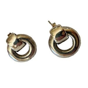 Vintage Sterling Silver 925 Signed 0 .75" Door Knocker Earrings